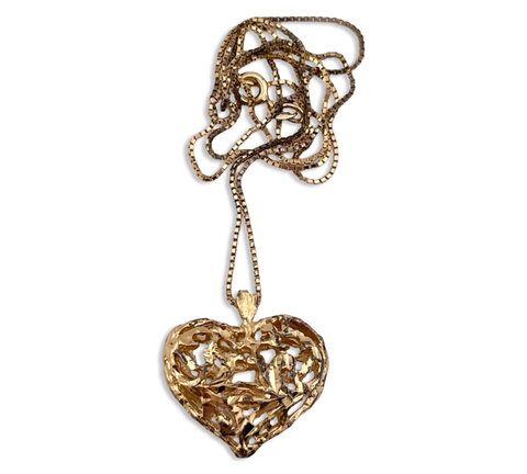 sterling silver gold plated cut-out design heart pendant necklace
