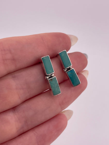 sterling silver turquoise post door-knocker earrings