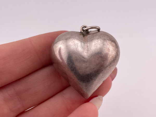 sterling silver smooth puffy heart harmony pendant