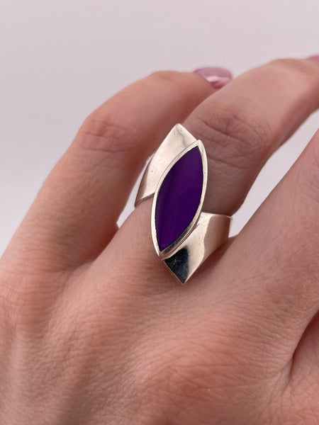 sterling silver synthetic purple stone ring - choose size