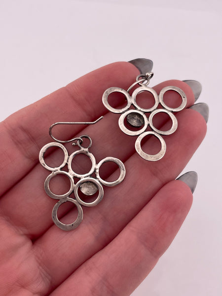 sterling silver turquoise circles hook dangle earrings