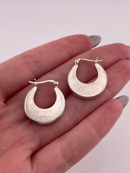 sterling silver smooth puffy 3/4" hoop earrings
