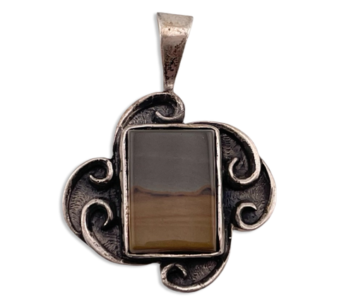 sterling silver landscape jasper pendant