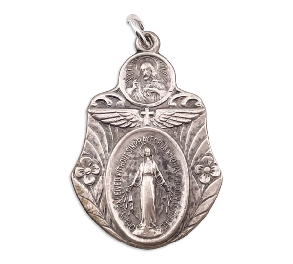 sterling silver religious Mary & Jesus pendant