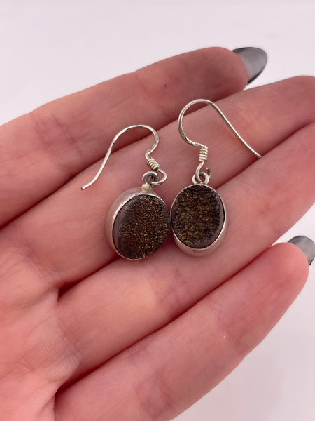 sterling silver druzy hook dangle earrings