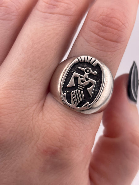 size 10.5 sterling silver thunderbird ring