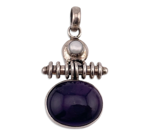 sterling silver amethyst & pearl pendant