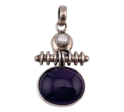 sterling silver amethyst & pearl pendant