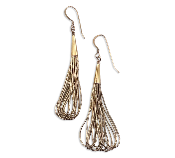 sterling silver gold wash liquid silver hook dangle earrings