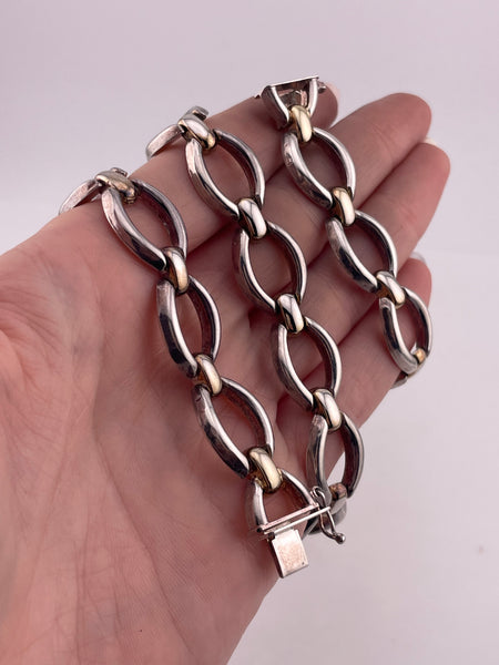 sterling silver 17-7/8" oval link collar necklace