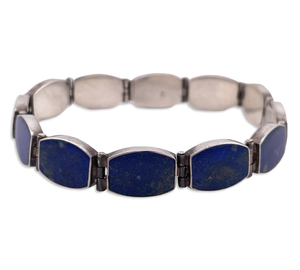 sterling silver 7 5/8" lapis link bracelet