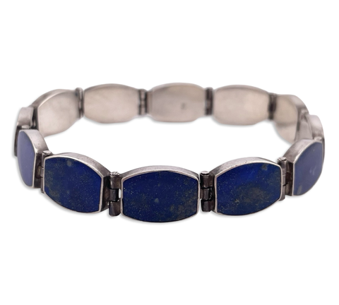 sterling silver 7 5/8" lapis link bracelet