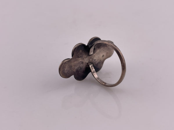 size 6.5 sterling silver turquoise snake eye pattern ring