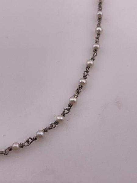 sterling silver 16" faux pearl strand necklace