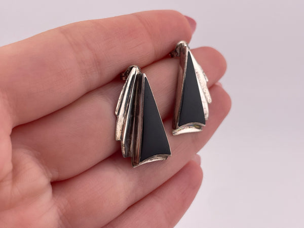 sterling silver onyx post earrings