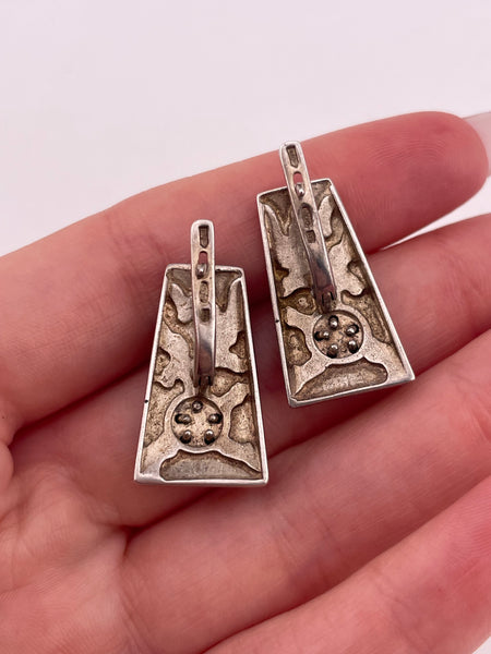 sterling silver & 14k gold flower resin lever-back post earrings