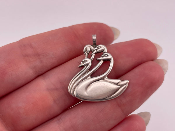 sterling silver swans pendant