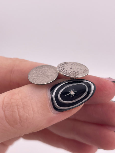 sterling silver hammered disc post earrings