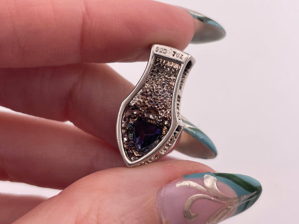 sterling silver lab opal & rhinestone pendant