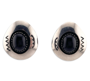 sterling silver onyx shadowbox clip on earrings