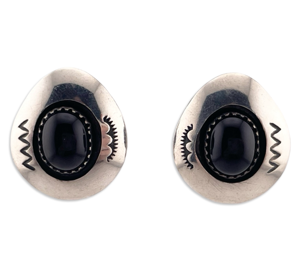 sterling silver onyx shadowbox clip on earrings