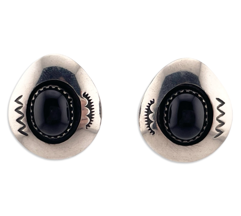 sterling silver onyx shadowbox clip on earrings