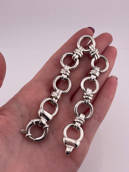 sterling silver Italian chunky circle chain link bracelet