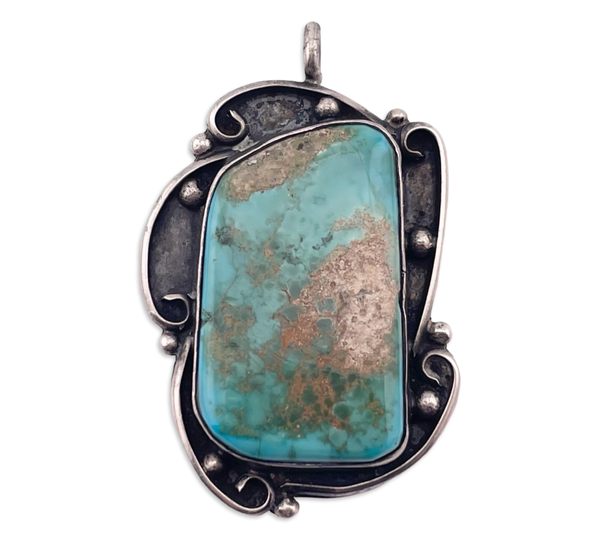 sterling silver 2" turquoise pendant