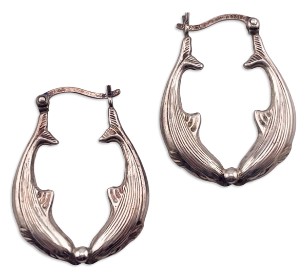 sterling silver dolphin hoop earrings