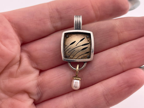 sterling silver & 10k gold artisan pearl pendant