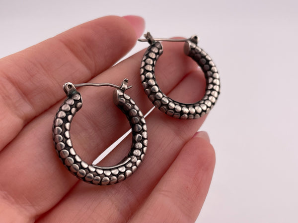sterling silver textured 7/8" hoop earrings