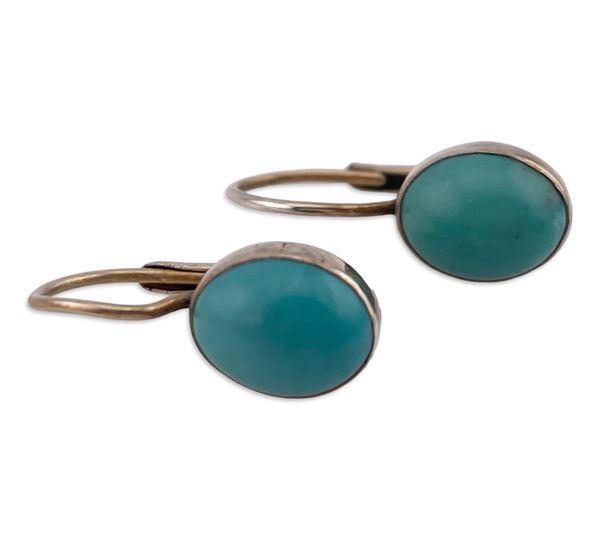 sterling silver gold plated stabilized turquoise lever-back hook dangle earrings