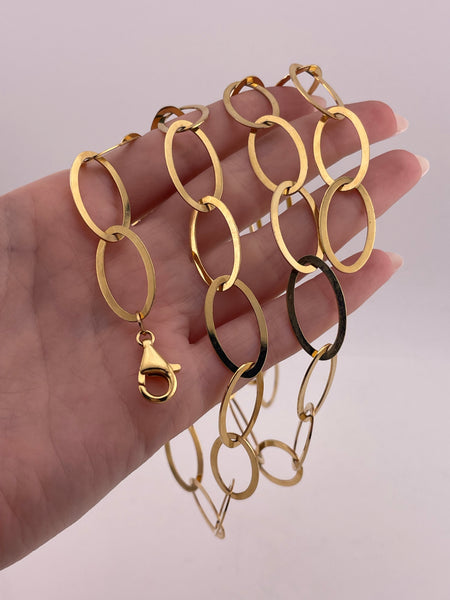 sterling silver gold plated 36.5" Italian oval chain link necklace