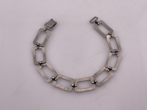 sterling silver 7" lined rectangle link bracelet