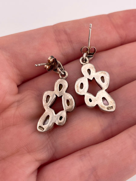 sterling silver abalone mother of pearl post dangle earrings