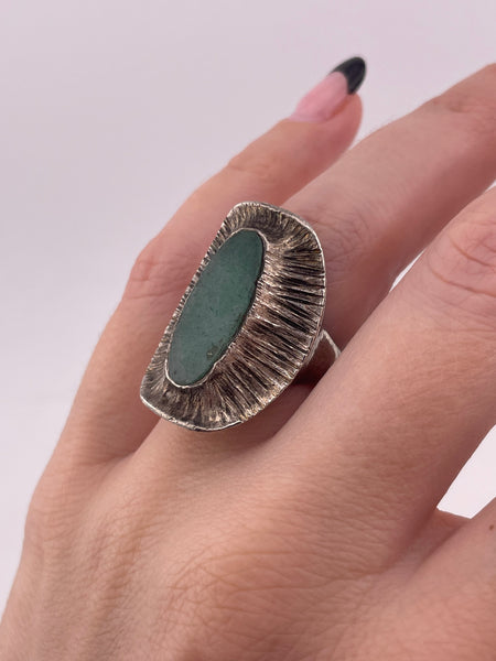 size 6 sterling silver aventurine textured ring