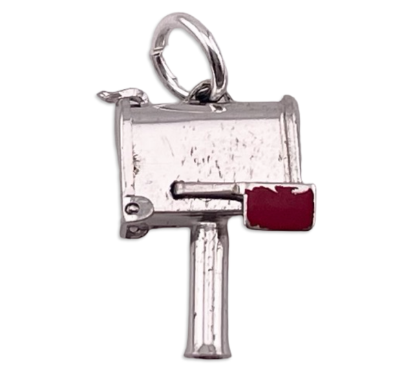 sterling silver rhodium plated mailbox pendant