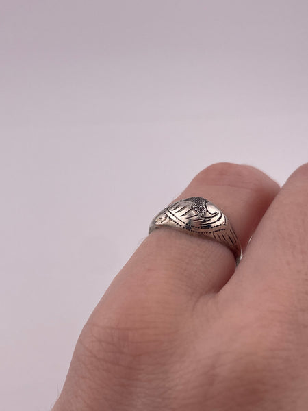 size 5 sterling silver etched scroll ring