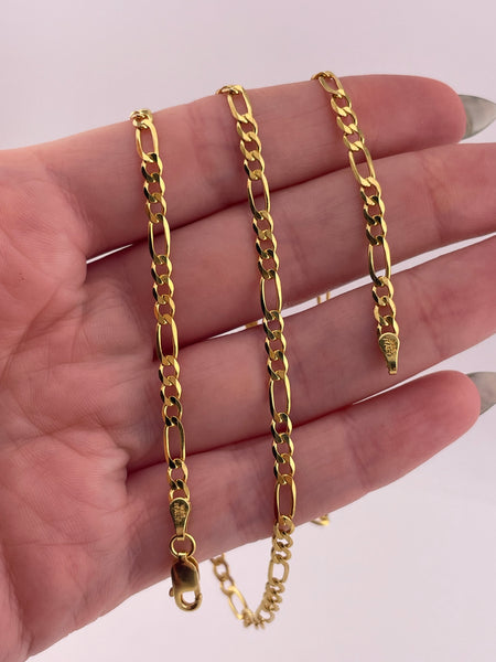 sterling silver 20" gold plated figaro chain link necklace
