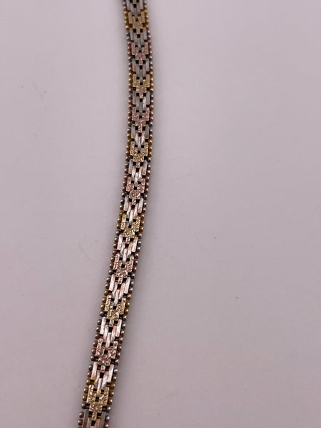 sterling silver & gold plated tri-colored chain V necklace