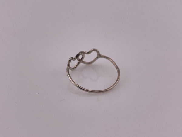 size 7 sterling silver thin lightweight double heart ring