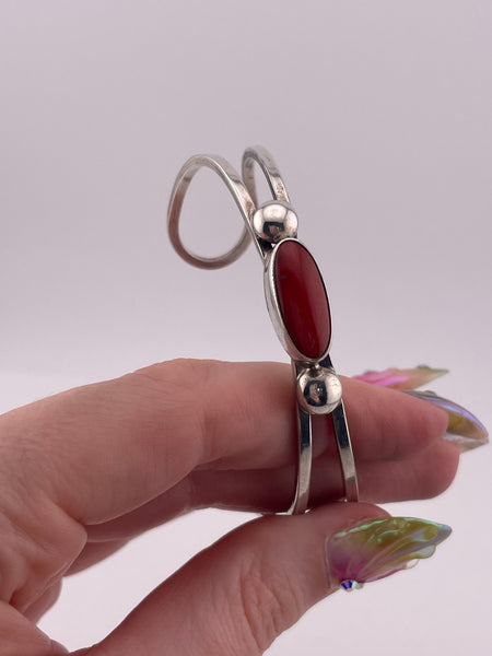 sterling silver coral cuff bracelet