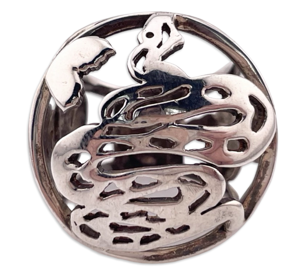 size 9 sterling silver chunky snake design cut-out ring