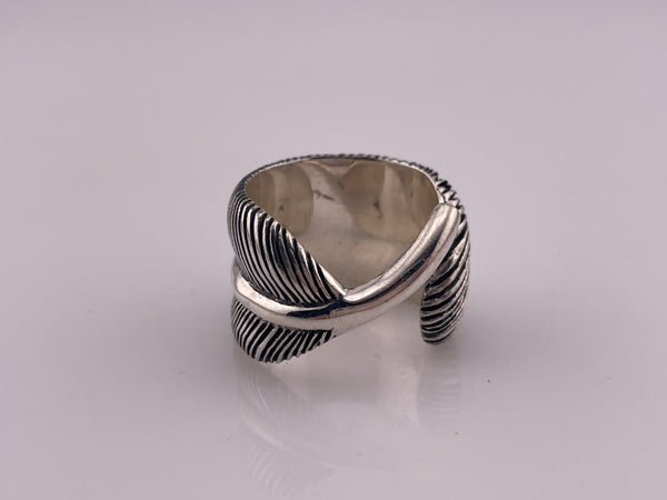 size 10.5 sterling silver heavy 20 grams stoneless feather ring