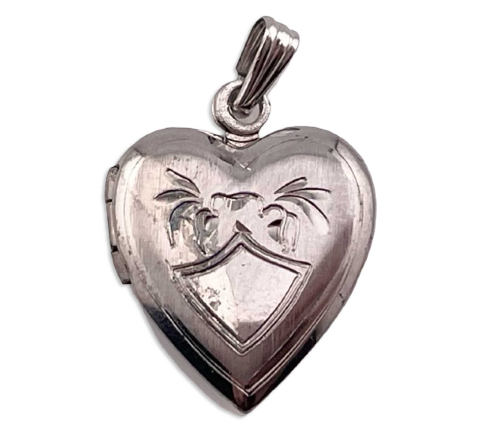 sterling silver rhodium plated heart shape locket pendant ***AS IS***