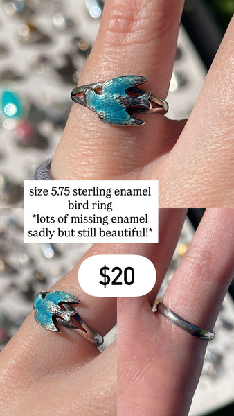 RESERVED PRIVATE LISTING -- sterling silver bird ring A46