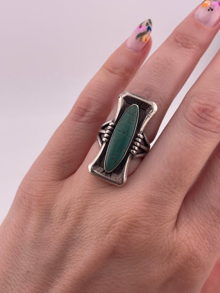 size 6.5 sterling silver turquoise ring ***Cracked Stone***