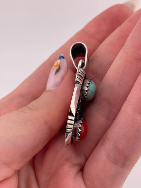 sterling silver stabilized turquoise faux coral pendant