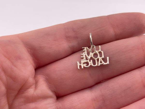 sterling silver 'LIVE, LOVE, LAUGH' pendant