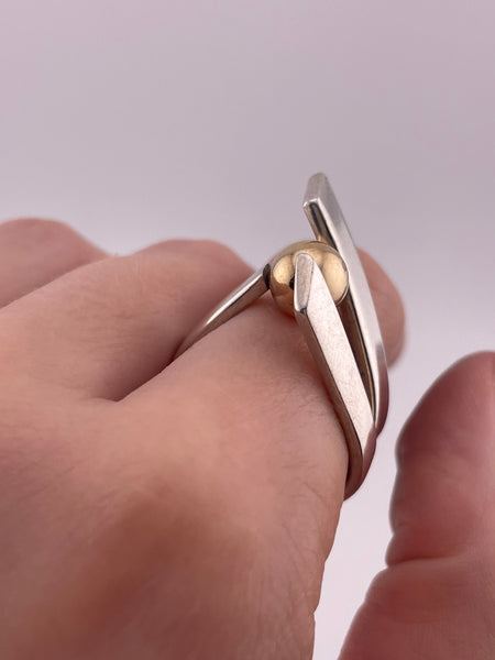 size 8.75 sterling silver & gold plated modernist Sharon Johnston interchangeable orb ring